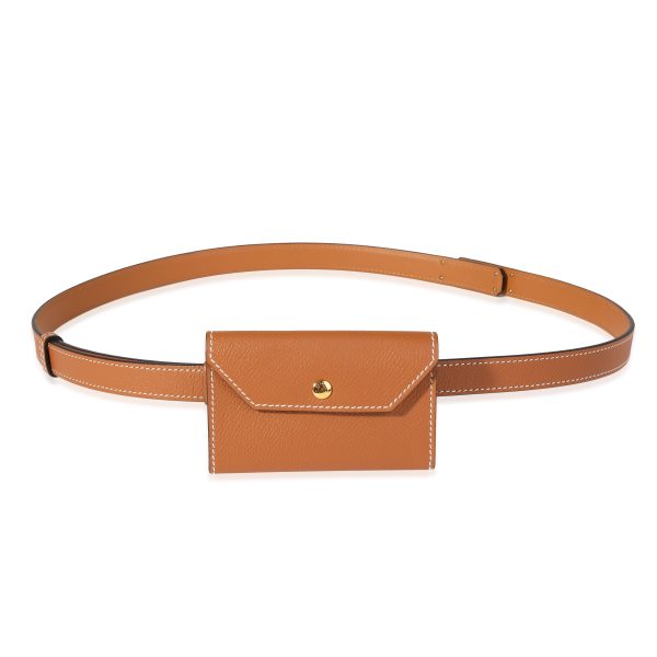 120656 fv NIB Hermès Gold Epsom Kelly Pocket 18 Belt GHW