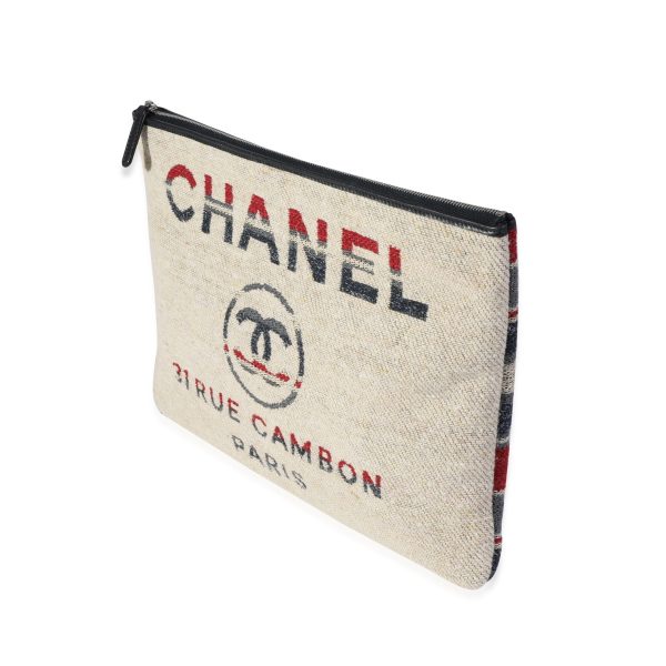 120669 sv 57b3409c 0f30 4a7d a8fd 4c9e4dd94fbb Chanel Paris Hamburg Multicolor Striped Wool Deauville Pouch