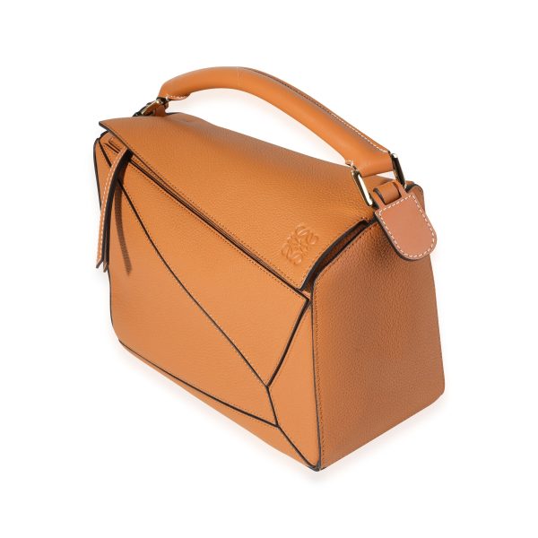 120685 sv 1d6ceec2 0a85 4ee7 bc2c 46483b1467ad Loewe Tan Grained Calfskin Medium Puzzle Bag