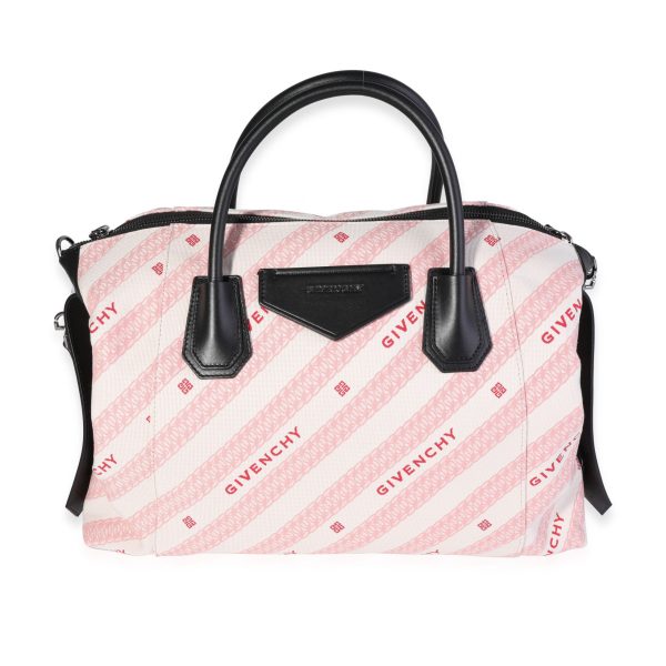 120691 fv Givenchy Pink Canvas Black Leather Soft Antigona Tote