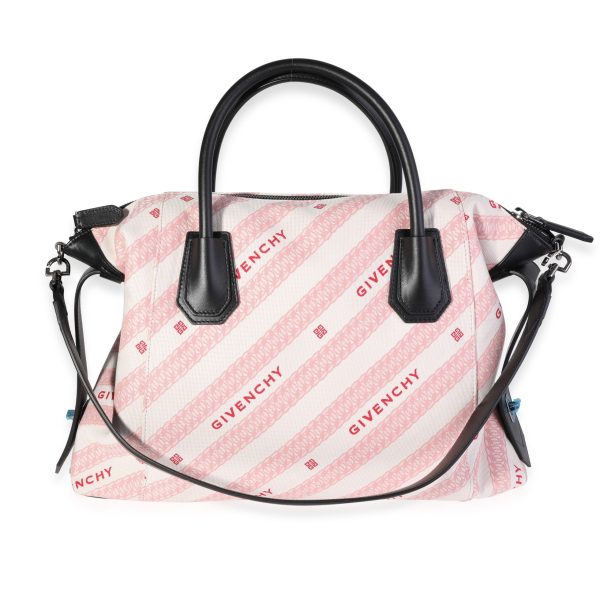 120691 pv Givenchy Pink Canvas Black Leather Soft Antigona Tote