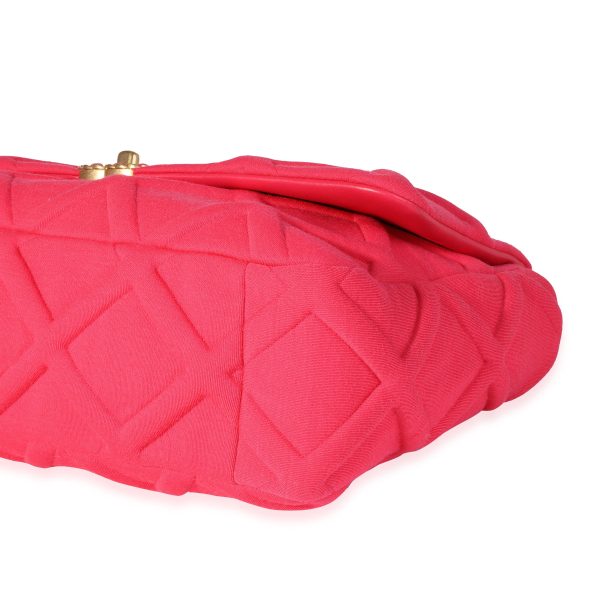 120694 box Chanel Hot Pink Quilted Jersey Large 19 Flap Bag