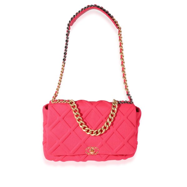 120694 bv Chanel Hot Pink Quilted Jersey Large 19 Flap Bag