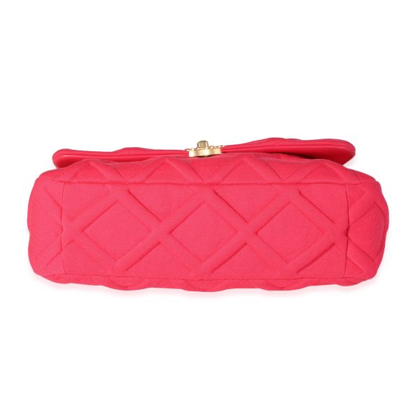 120694 stamp Chanel Hot Pink Quilted Jersey Large 19 Flap Bag