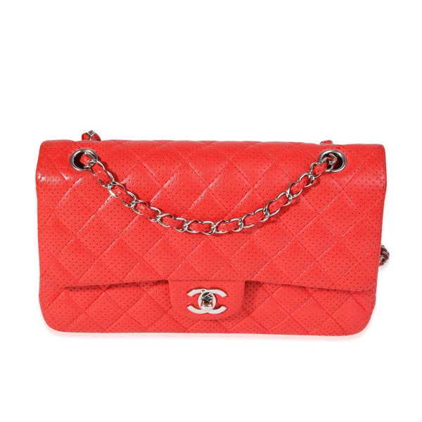 120703 fv Chanel Red Perforated Leather Medium Classic Double Flap Bag