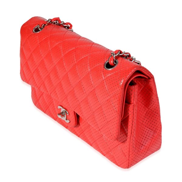 120703 sv Chanel Red Perforated Leather Medium Classic Double Flap Bag