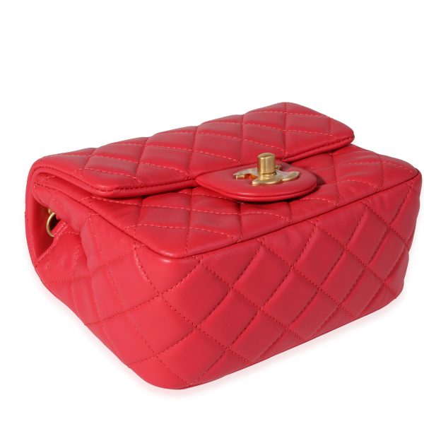 120756 box f4b6b08f 9299 4162 8c8e c974fb4a6250 Chanel Strawberry Red Quilted Lambskin Pearl Crush Mini Flap Bag