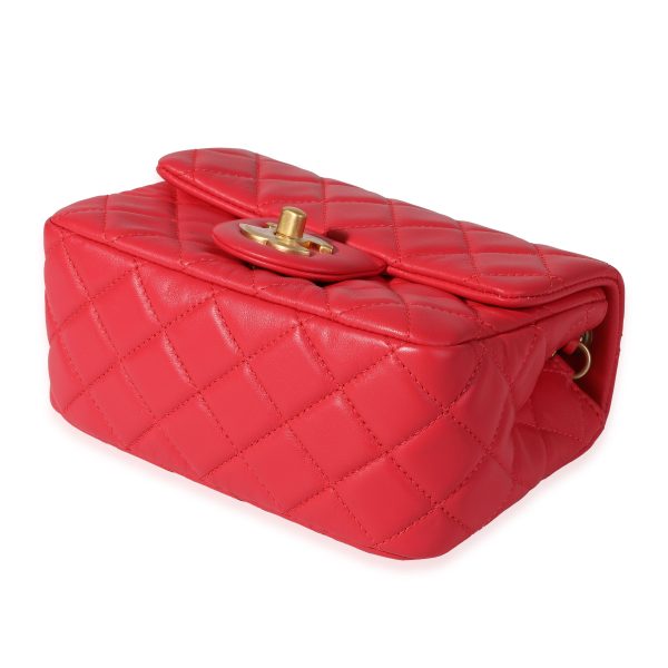 120756 clasp fc1c0f15 6912 4955 889a 83157bc8840f Chanel Strawberry Red Quilted Lambskin Pearl Crush Mini Flap Bag