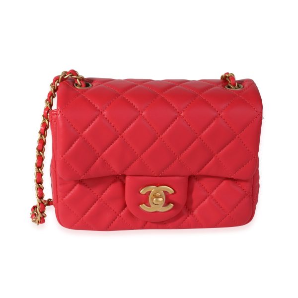 120756 fv a7c175c9 2452 4f04 8a67 4b91dff8f780 Chanel Strawberry Red Quilted Lambskin Pearl Crush Mini Flap Bag