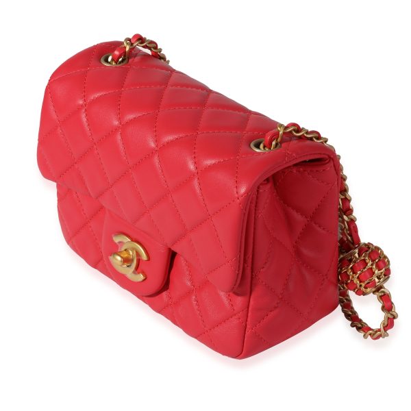 120756 sv a7fb4dee 23e0 4202 8a79 d4e04cbf5a84 Chanel Strawberry Red Quilted Lambskin Pearl Crush Mini Flap Bag