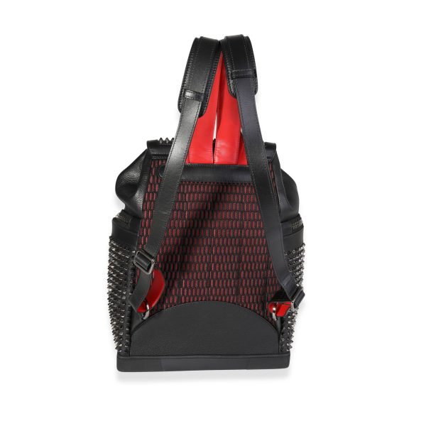 120757 pv Christian Louboutin Black Grained Leather Explorafunk Spiked Backpack