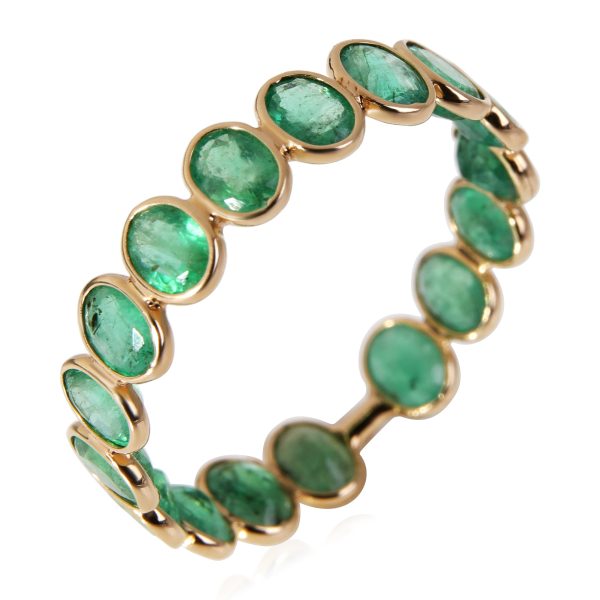 120799 av f64ff44a a840 4054 a7ae 0de3f33b3dc0 Bezel Set Oval Emeralds Eternity Ring in 14K Yellow Gold