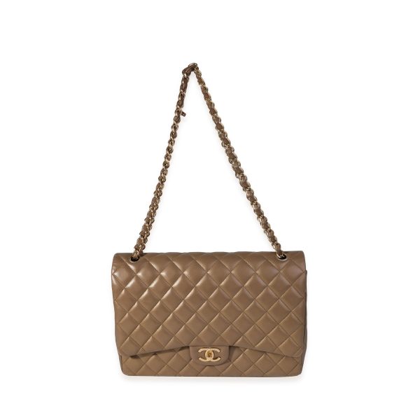 120827 bv Chanel Bronze Quilted Lambskin Maxi Classic Double Flap Bag