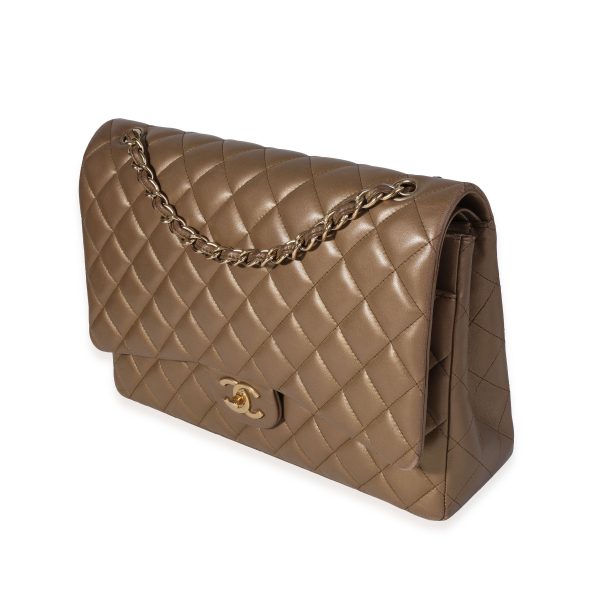 120827 sv Chanel Bronze Quilted Lambskin Maxi Classic Double Flap Bag