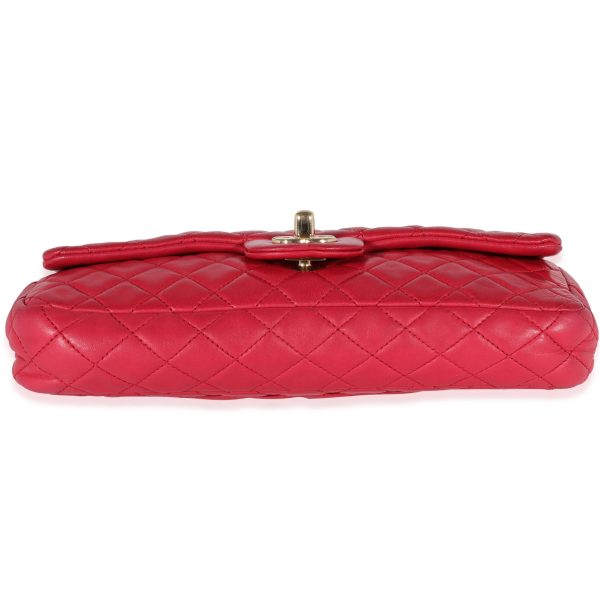 120896 box Chanel Red Quilted Lambskin Valentines Day East West Single Flap Bag