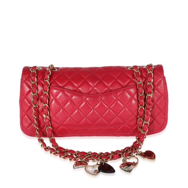 120896 pv Chanel Red Quilted Lambskin Valentines Day East West Single Flap Bag