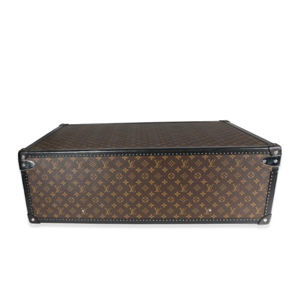 120962 box 189c28b1 2b4f 495a a8b1 664da7cbe447 Louis Vuitton Monogram Macassar Black Leather Alzer Trunk 80