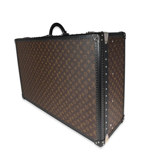 120962 pv 2b27d794 1ce8 48e2 bd14 499501b24705 Louis Vuitton Monogram Macassar Black Leather Alzer Trunk 80