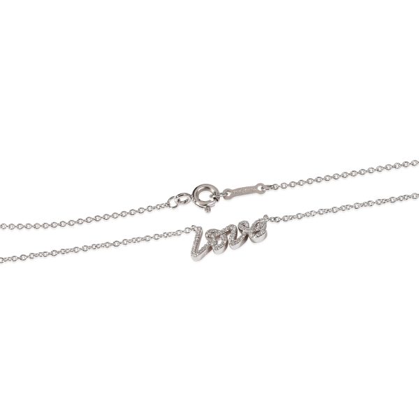 120978 sv Tiffany Co Paloma Picasso Graffiti Love Necklace 18K White Gold 015 Ctw