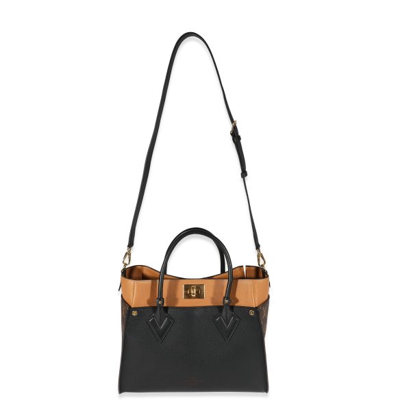 121094 av Louis Vuitton Monogram Canvas Black Calfskin On My Side MM Tote