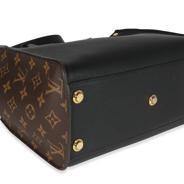 121094 clasp Louis Vuitton Monogram Canvas Black Calfskin On My Side MM Tote