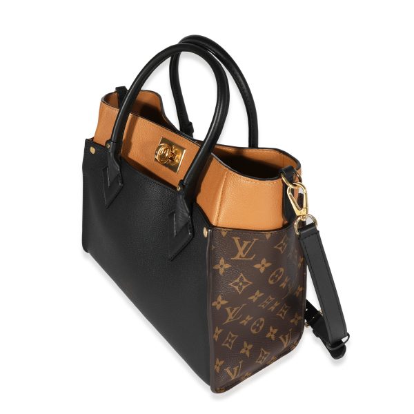 121094 sv Louis Vuitton Monogram Canvas Black Calfskin On My Side MM Tote