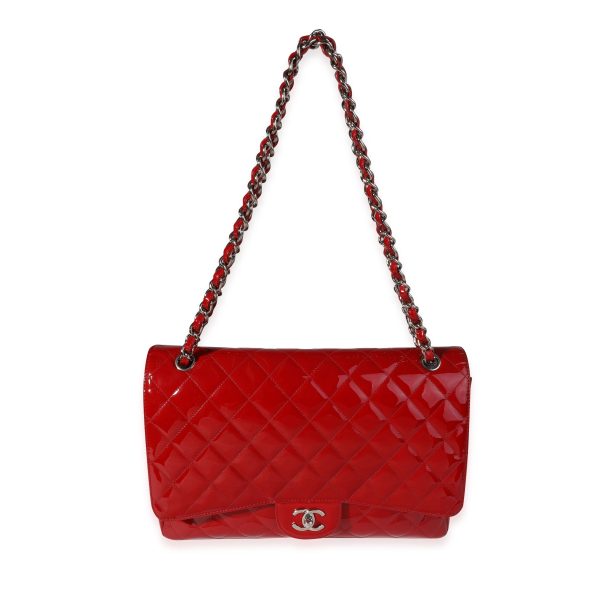 121098 bv fb1967fd 5ebc 485d aae8 a7a2d808305a Chanel Red Quilted Patent Leather Maxi Classic Single Flap Bag