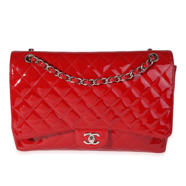 121098 fv 1c0d944e f152 4470 8272 0b7c79850086 Chanel Red Quilted Patent Leather Maxi Classic Single Flap Bag