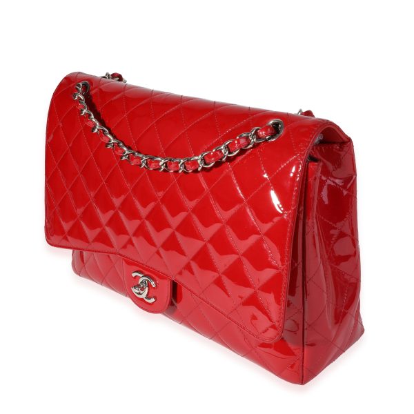 121098 sv 9cd38410 8f55 4644 9e59 728f92328eb8 Chanel Red Quilted Patent Leather Maxi Classic Single Flap Bag