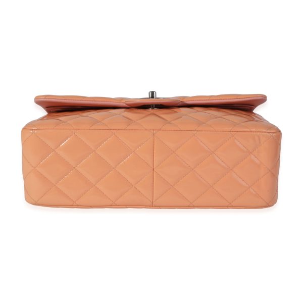 121100 stamp Chanel Peach Quilted Patent Leather Jumbo Classic Double Flap Bag