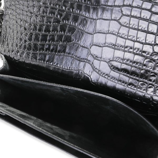 121105 ad1 Saint Laurent So Black Crocodile Embossed Medium Sunset Bag