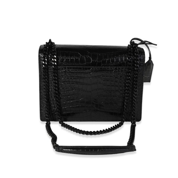 121105 pv Saint Laurent So Black Crocodile Embossed Medium Sunset Bag