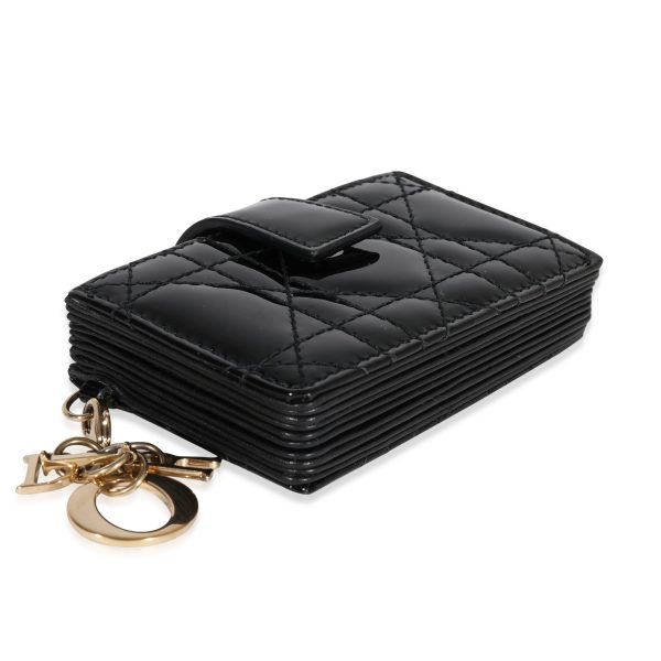 121106 bv fc8db999 0537 4685 87cd 22accae21050 Dior Black Cannage Quilted Patent Leather Lady Dior 5 Gusset Card Holder