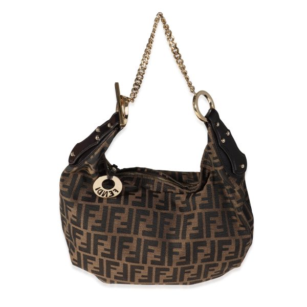 121109 fv Fendi Brown Zucca Canvas Chef Chain Hobo