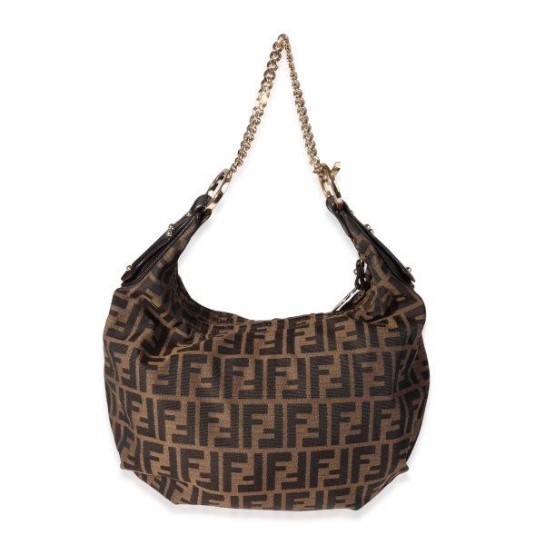 121109 pv Fendi Brown Zucca Canvas Chef Chain Hobo