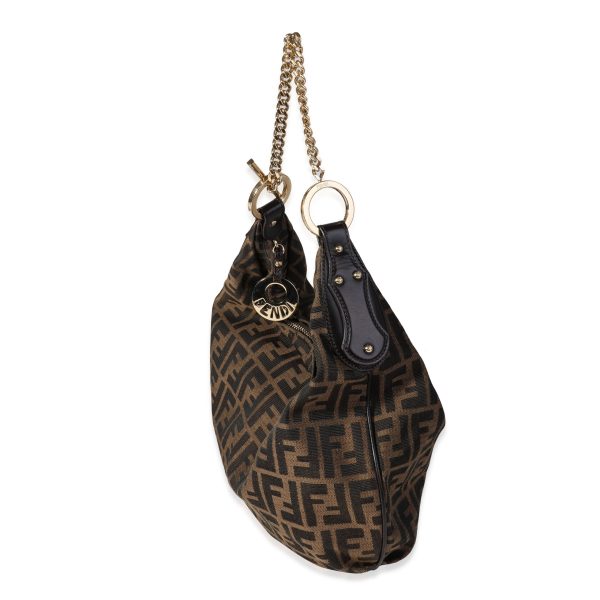 121109 sv Fendi Brown Zucca Canvas Chef Chain Hobo