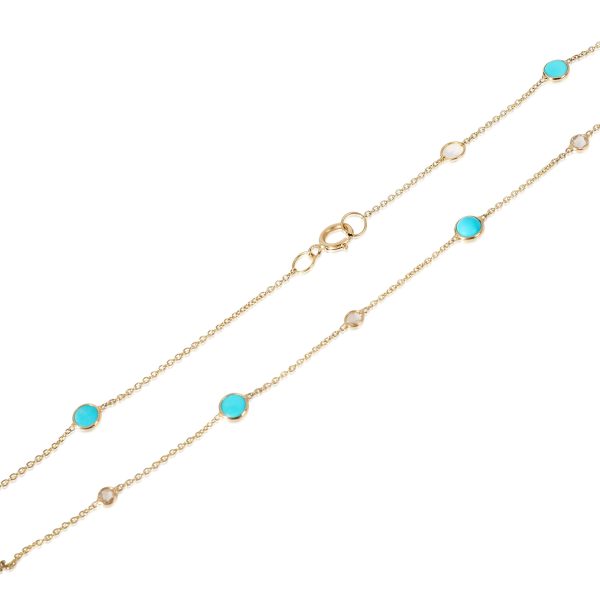 121195 sv cacd0f53 ba4a 44a6 b7b0 1452b26f8fc8 Turquoise Rose Cut Diamond Station Necklace 18k Yellow Gold 009 CTW