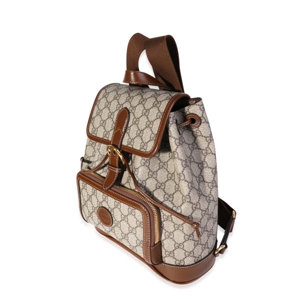 121196 sv Gucci Brown GG Supreme Interlocking G Backpack