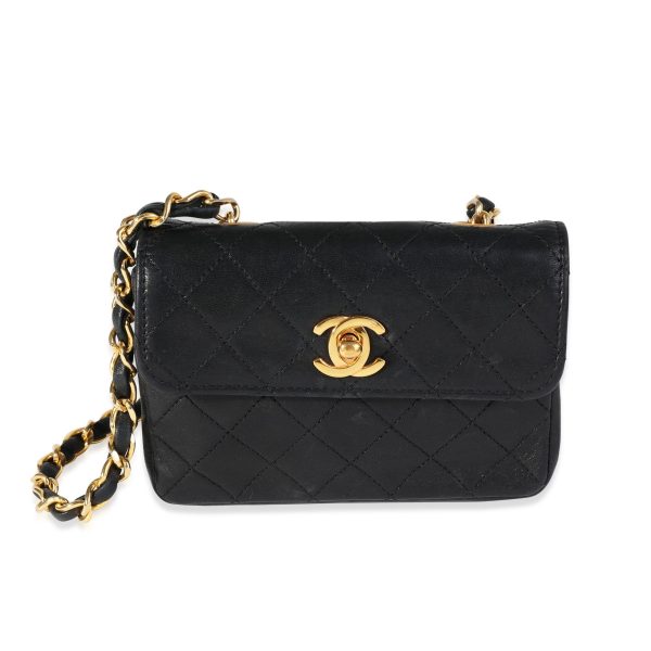 121207 fv Chanel Vintage Black Quilted Lambskin Mini Flap Crossbody