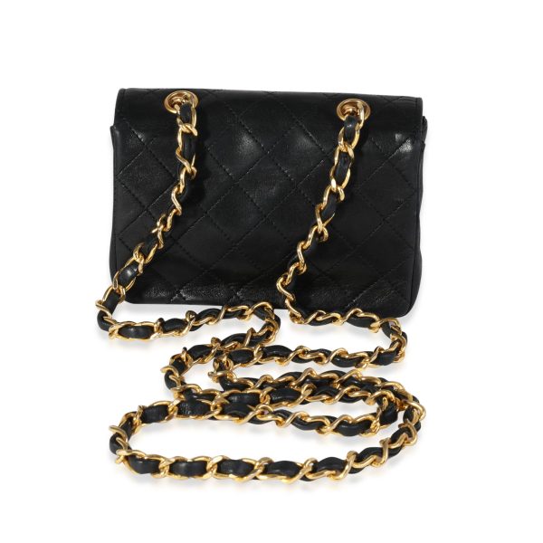 121207 pv Chanel Vintage Black Quilted Lambskin Mini Flap Crossbody