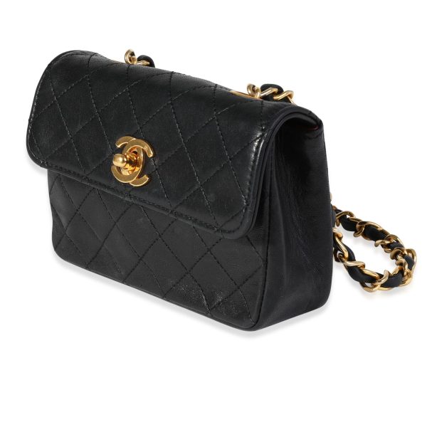 121207 sv Chanel Vintage Black Quilted Lambskin Mini Flap Crossbody