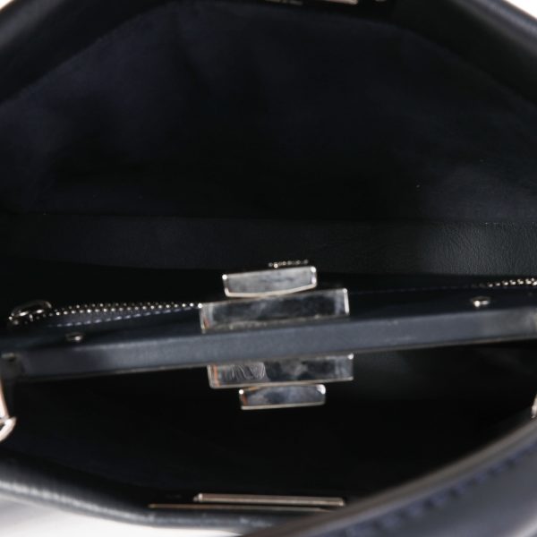 121228 av 70c93181 d09f 40d9 b982 1a6832d43e60 Fendi Navy Grained Leather Wave Peekaboo Bag