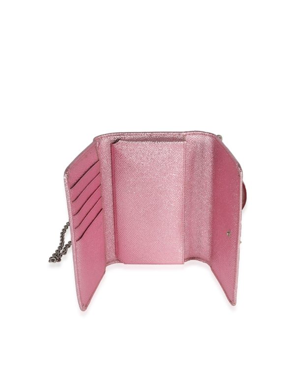 121298 ad1 Dolce Gabbana Metallic Pink Leather Miss Sicily Chain Wallet