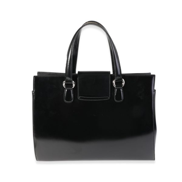 121320 pv Gucci Black Smooth Leather Lady Lock Tote