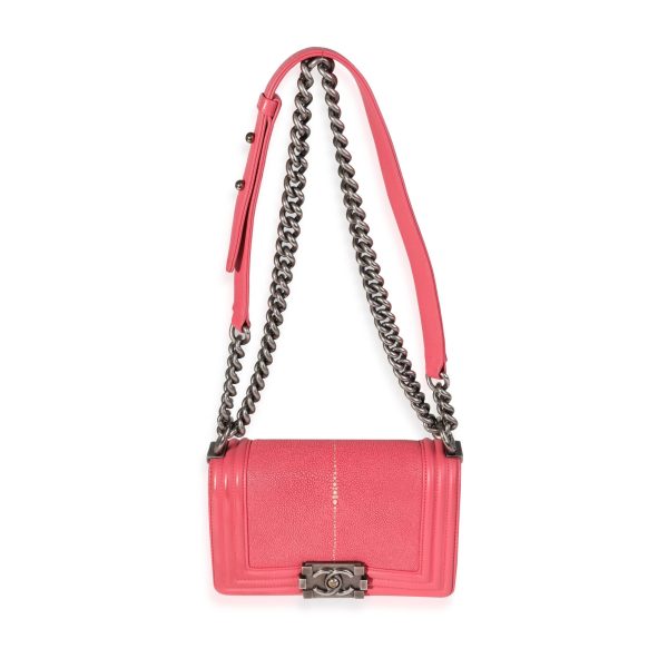 121337 bv Chanel Pink Stingray Calfskin Small Boy Bag