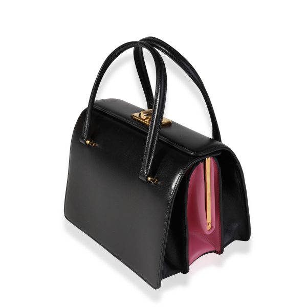 121352 sv Prada Black Box Calf Begonia Accordion Box Bag