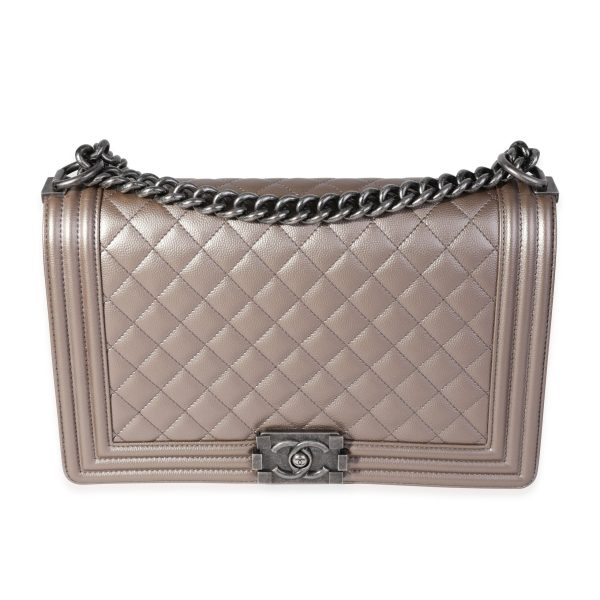 121358 fv Chanel Pewter Quilted Caviar Medium Boy Bag