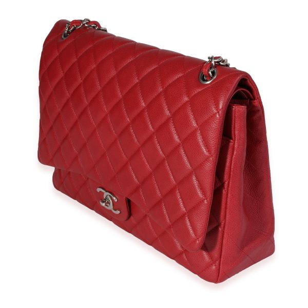 121374 sv 82ef6be3 cbf6 43f0 8dcb 9adb6acd6ee0 Chanel Red Quilted Caviar Maxi Classic Double Flap Bag