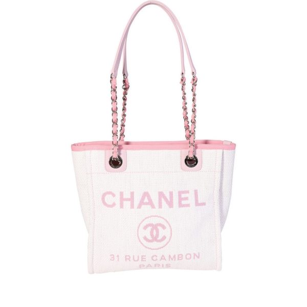 121375 fv Chanel Pale Pink Canvas Mini Deauville Tote