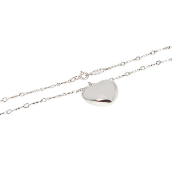 121412 sv Tiffany Co Vintage Puffy Heart On Chain in Sterling Silver